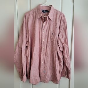 Ralph Lauren Mens Long Sleeve Red Stripe Button Down Size XXL 100% Cotton